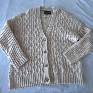 American Eagle Cream Cable Knit Cardigan fits up to L